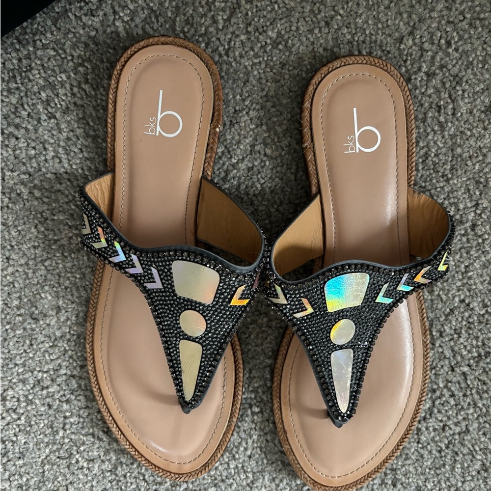 Bakers Black and Multicolor Beaded Sandals